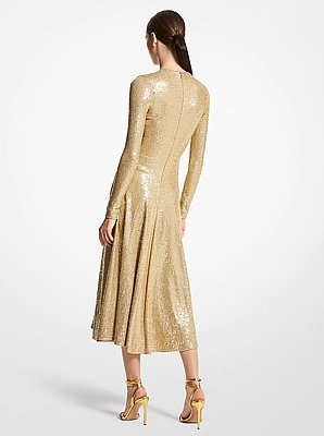 Hand-Embroidered Sequin Stretch Jersey Dance Dress
