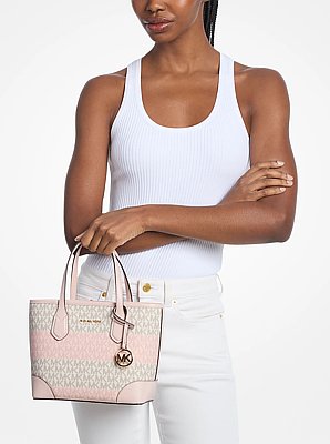 Bolso tote Eva extrapeque&ntilde;o convertible a rayas con logotipo exclusivo