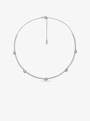 Collar de plata esterlina enchapado en metal precioso con incrustaciones