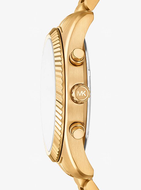 Oversized Lexington Pav&eacute; Gold-Tone Watch