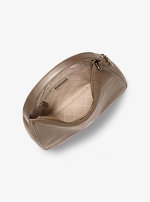 Nayla Medium Pebbled Leather Hobo Shoulder Bag in DRIFTWOOD | Michael Kors image number 1