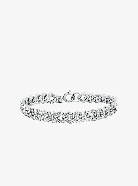 Bracelet cha&icirc;ne &agrave; maillons gourmette serti de pierres pav&eacute;es
