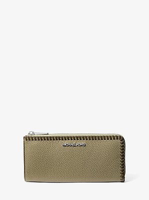 Jet Set Large Pebbled Leather Quarter-Zip Wallet
