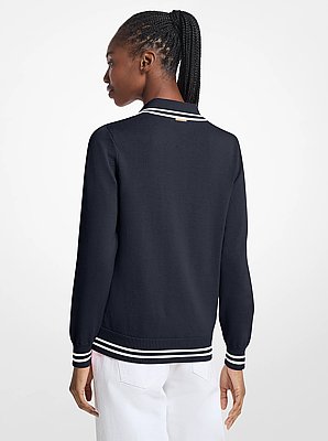 Cotton Blend Polo Sweater