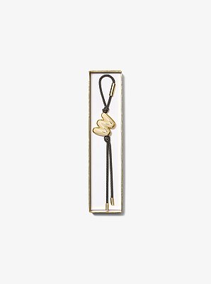 Initial Gold-Tone and Speckled Cord Bag Charm