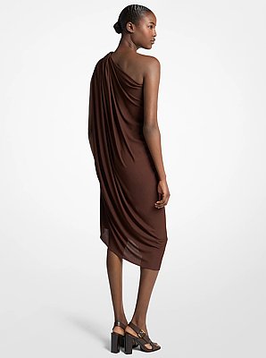 Vestido de un hombro con drapeado de tejido jersey de georgette