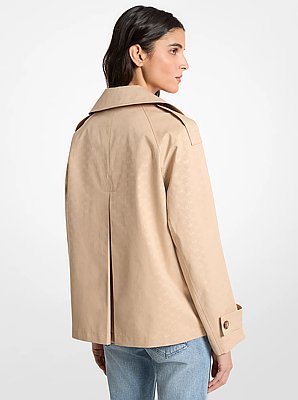 Trench-coat court tiss&eacute; &agrave; logo imprim&eacute;