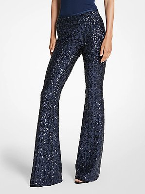 Pantal&oacute;n de campana de tul el&aacute;stico con lentejuelas