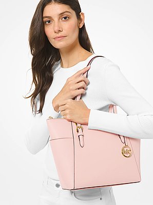 Bolso tote Charlotte grande de piel saffiano con cremallera superior