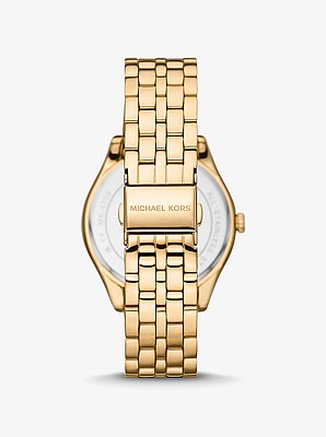 Harlowe Pav&eacute; Gold-Tone Watch