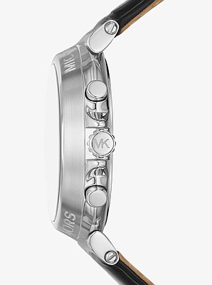 Reloj Maren oversize en tono plateado con correa de piel con motivo de cocodrilo en relieve