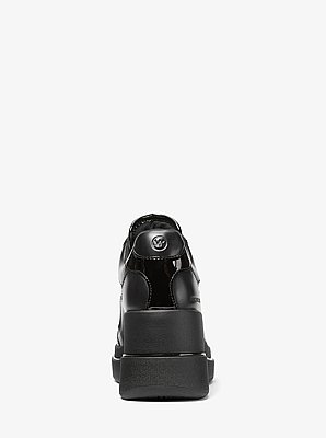 Espadrille compens&eacute;e Emmy en cuir et en maille