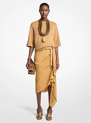 Viscose and Linen Cascade Skirt