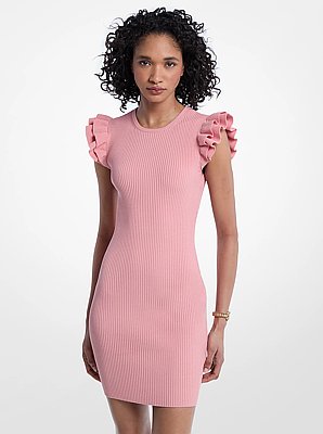 Ruffled Stretch Viscose Mini Dress