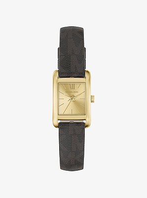Mini Monroe Gold-Tone and Logo Strap Watch