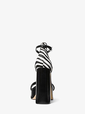 Cami Zebra Print Calf Hair Platform Sandal