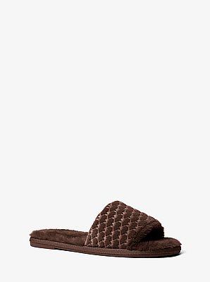 Alexis Logo Debossed Velvet Slide Sandal