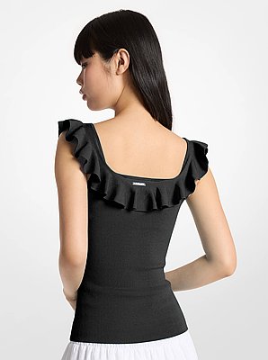 Tanktop aus Stretch-Viskose mit R&uuml;schen