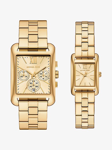 Set de relojes para &eacute;l y para ella Monroe en tono dorado