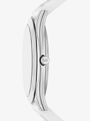 Oversized Aspyn Silver-Tone and Silicone Strap Watch