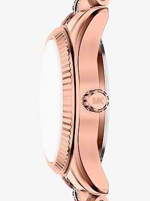 Petite Lexington Pav&eacute; Rose Gold-Tone Watch