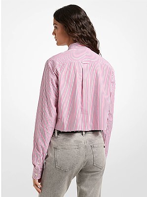 Striped Cotton Poplin Cropped Oxford Shirt