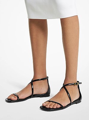 Polly Crocodile Embossed Leather Sandal