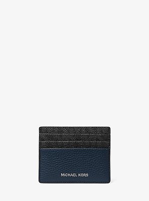 Hudson Logo and Pebbled Leather Tall Card Case