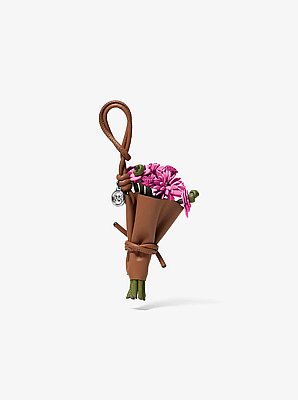Leather Floral Bouquet Bag Charm