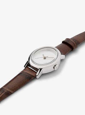 Reloj Maude peque&ntilde;o de edici&oacute;n limitada en tono plateado y piel con relieve de cocodrilo