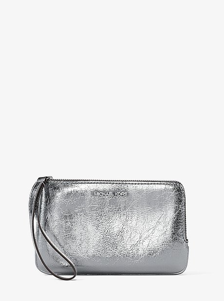 Bolso de pulsera Jet Set Travel peque&ntilde;o con acabado metalizado craquelado