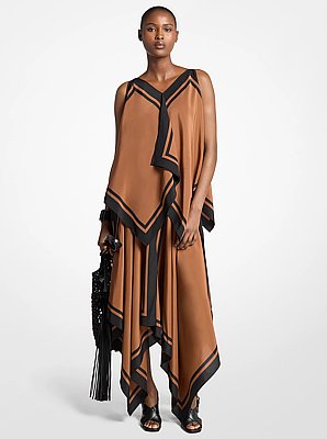 Silk Crepe De Chine Scarf Top