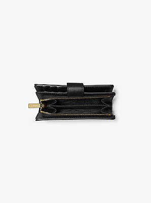Cartera mediana de piel de grano cruzado