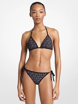 Haut de bikini triangle &agrave; logo r&eacute;versible