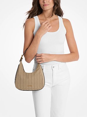 Nolita Small MK2000 Logo Jacquard Hobo Shoulder Bag