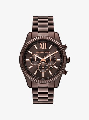 Reloj Lexington oversize en tono marr&oacute;n