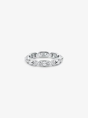 Astor Link Small Precious Metal-Plated Sterling Silver Pav&eacute; Chain Ring