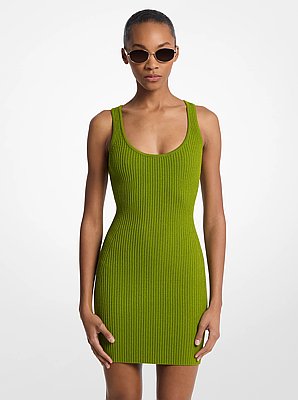 Tanktopkleid aus gerippter Stretch-Viskose