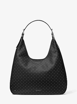 Nolita Large Studded Pebbled Leather Hobo Shoulder Bag