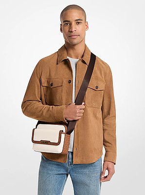 Cooper Medium Pebbled Leather and Signature Logo Camera Crossbody Bag