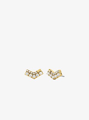 Aretes de bot&oacute;n con dise&ntilde;o chevron con incrustaciones