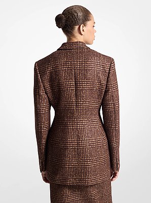 Silk and Wool Tweed Double-Breasted Carved Blazer