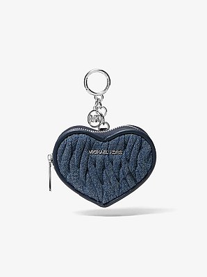 Jet Set Travel Matelass&eacute; Denim Heart Coin Pouch