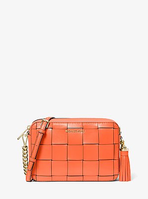 Bandolera Jet Set mediana de piel tejida