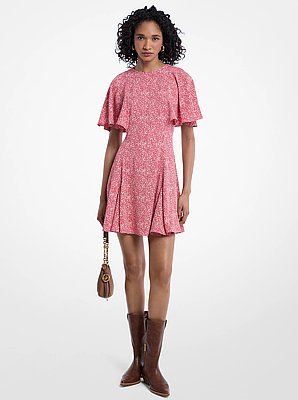 Printed Satin Crepe Mini Dress