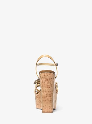 Jacie Floral Embellished Leather Wedge Sandal