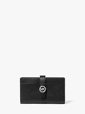 Billetera plegable Greenwich mediana de cuero saffiano
