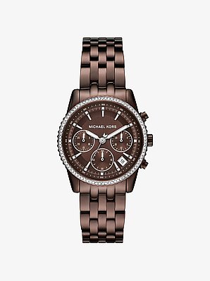 Reloj Bryant mini en tono marr&oacute;n con incrustaciones