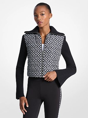 Chaqueta acolchada tejida con logotipo gr&aacute;fico