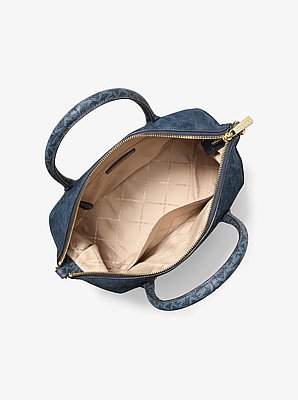 Borsa a mano Hyde media in pelle scamosciata con stampa logo